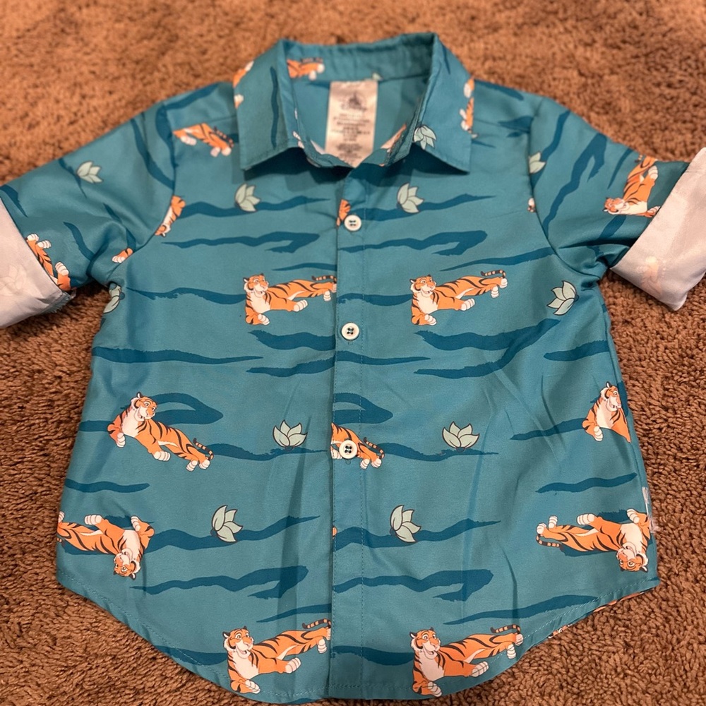Kids' Teal Alladin Print Button-Down Shirt
